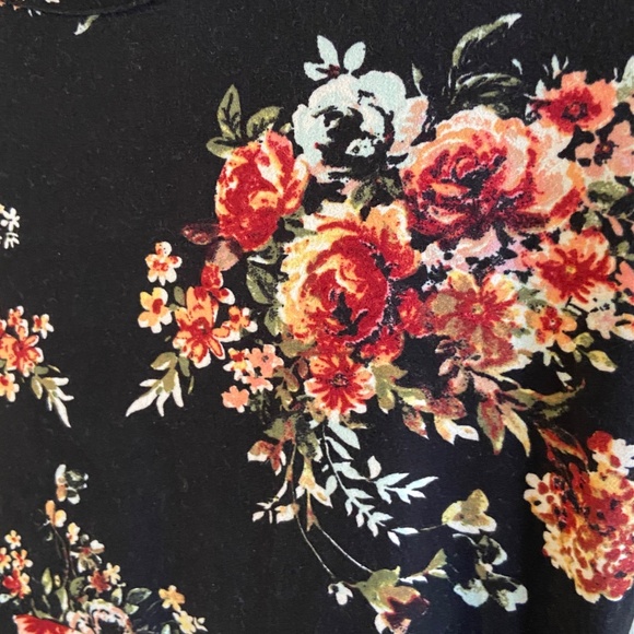 Black Floral Skater Dress NOBO No Boundaries Mini Red Pink Romantic Sz L 13‑14 - Picture 4 of 8